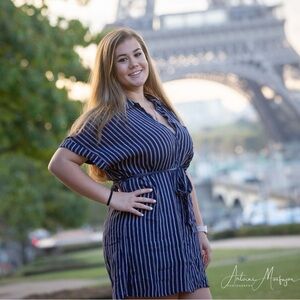 Forever 21 Blue Striped Dress Size L